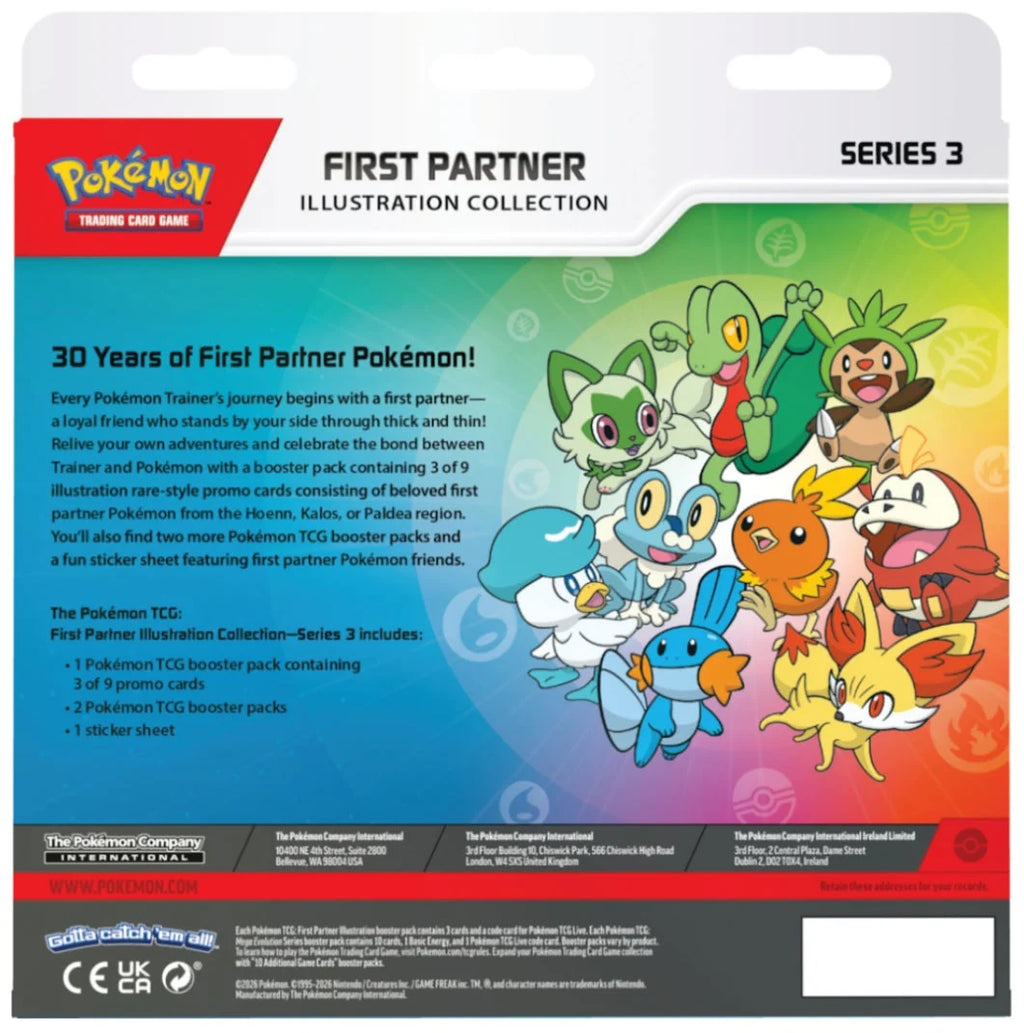 Pokemon TCG: First Partner Illustration Collection Series 3 Pre-Order | 3 Promo Cards + 2 Booster Packs | Release Date 08/07/2026